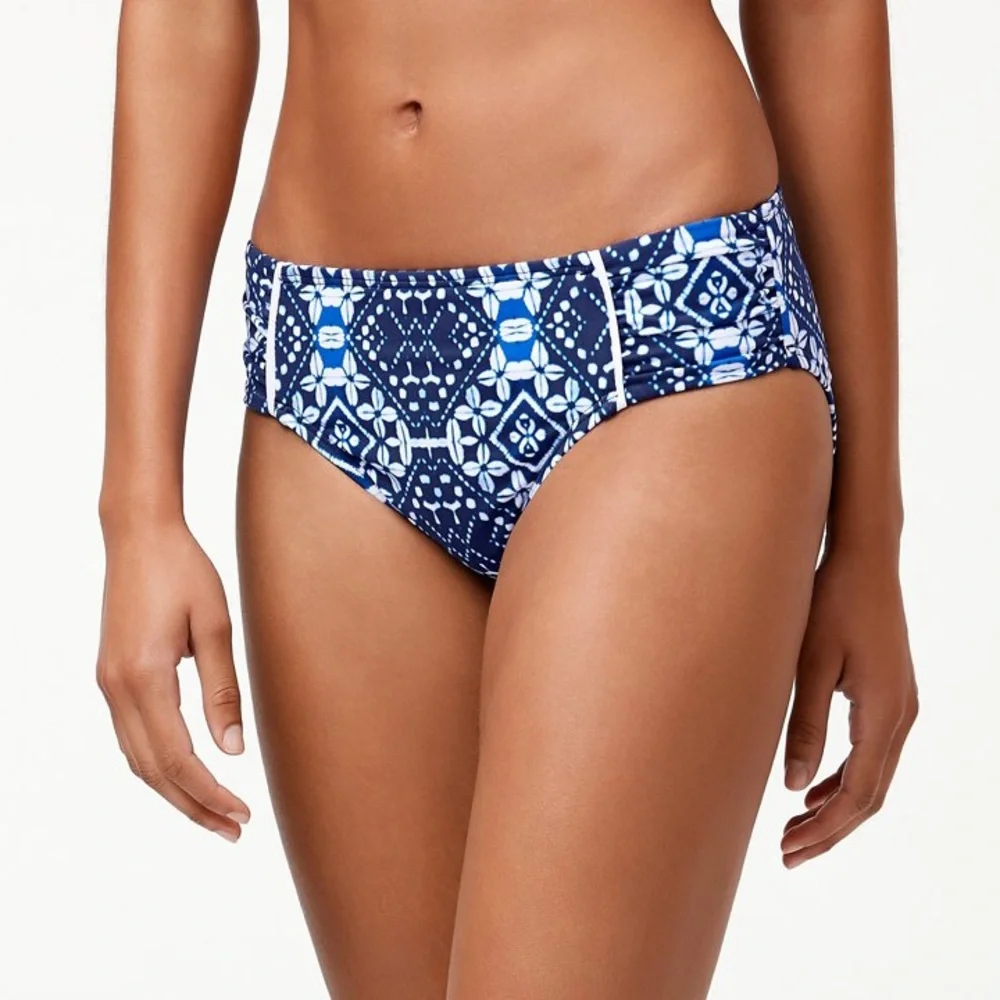 Tommy Bahama Cowrie High-Waist Shirred Side Tab Bikini Bottoms - Picture 1 of 10